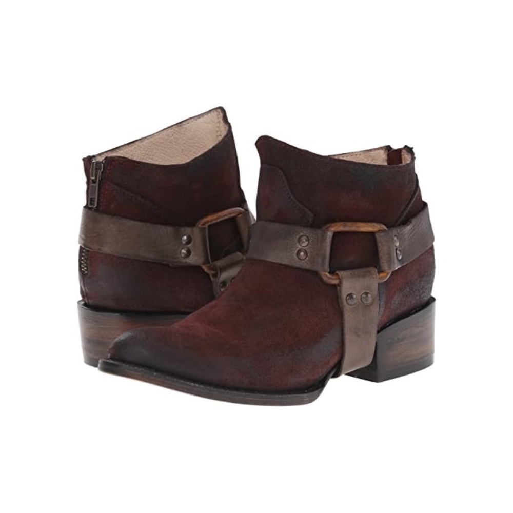 Freebird by Steven Phlow Boots Wine Suede Boot Red Burgundy Harness $275 SZ 7 M
